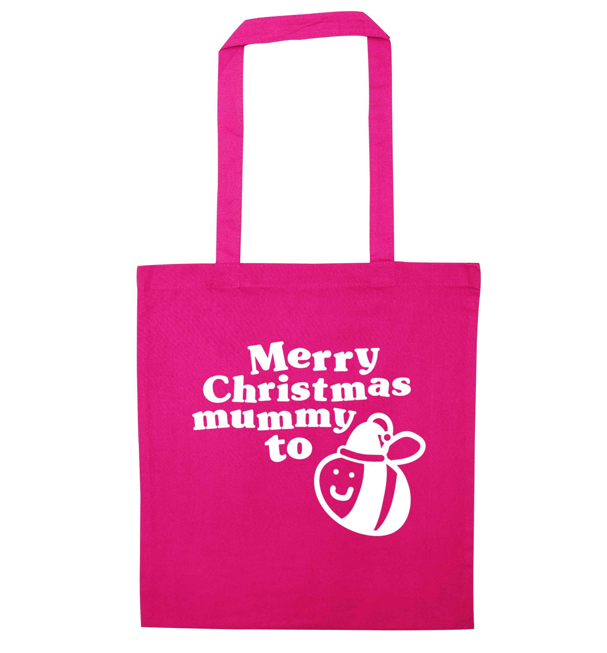 Merry Christmas mummy to be pink tote bag