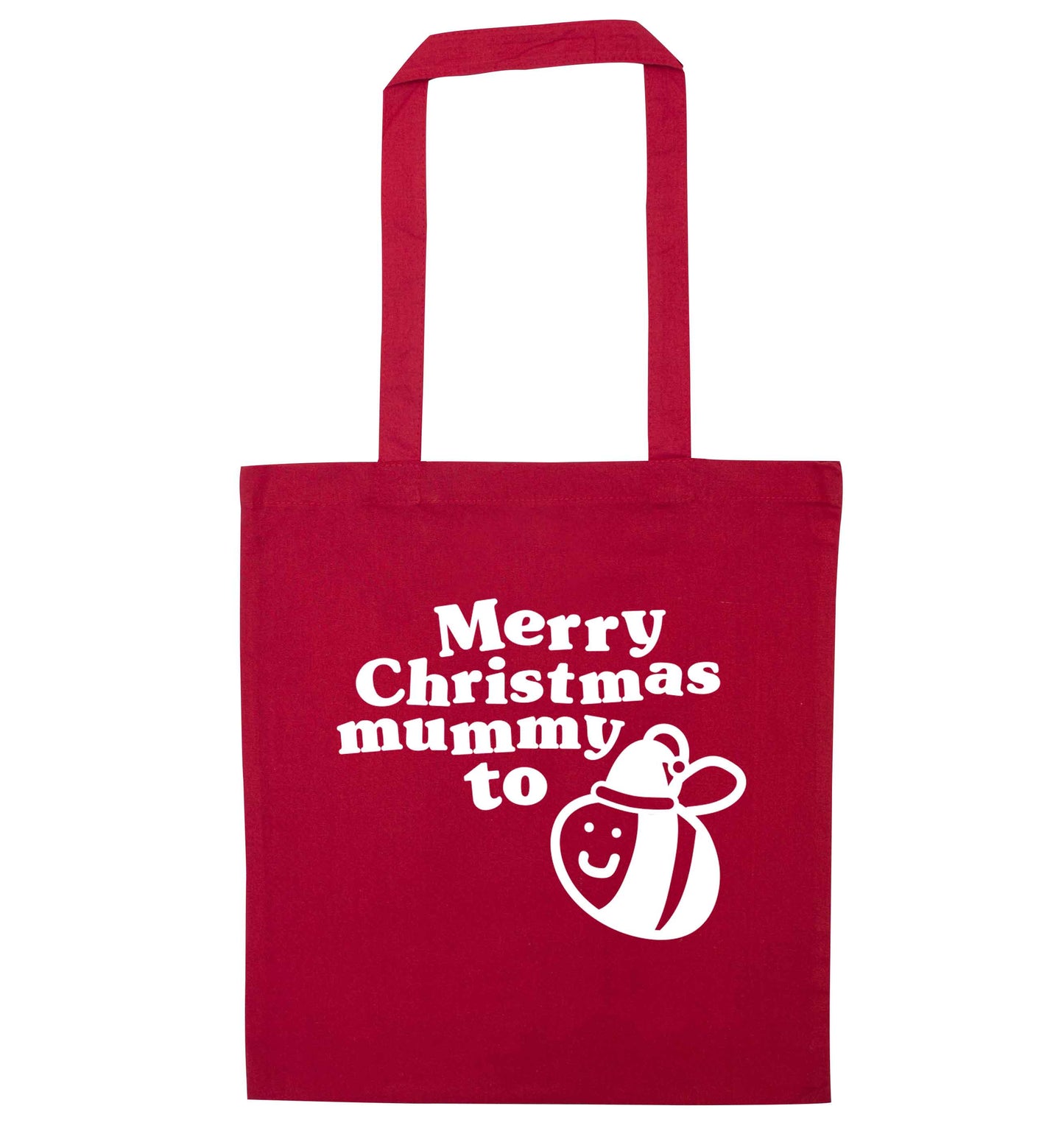 Merry Christmas mummy to be red tote bag