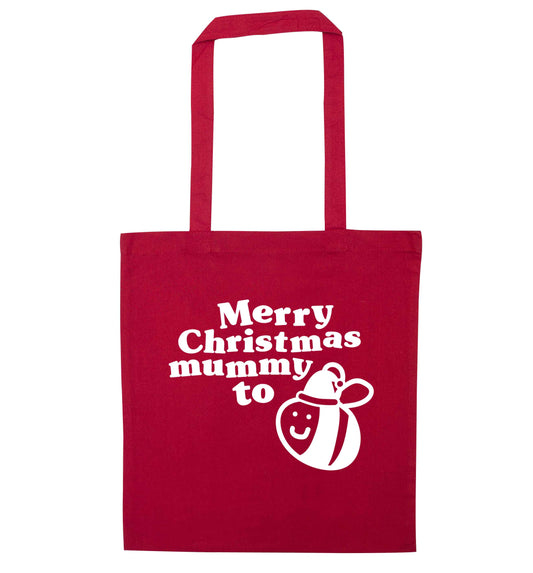 Merry Christmas mummy to be red tote bag