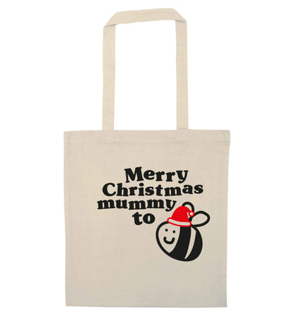 Merry Christmas mummy to be natural tote bag