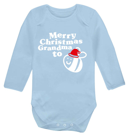 Merry Christmas grandma to be Baby Vest long sleeved pale blue 6-12 months