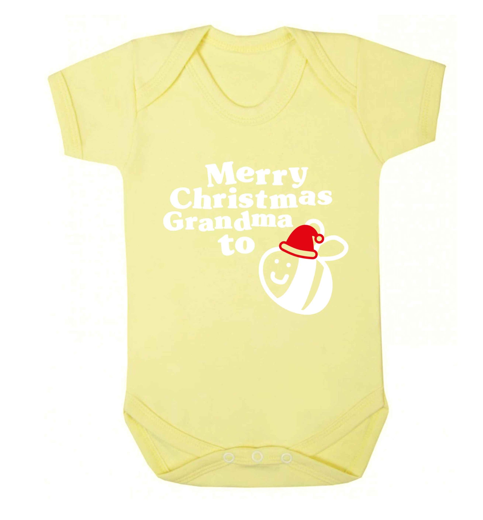 Merry Christmas grandma to be Baby Vest pale yellow 18-24 months