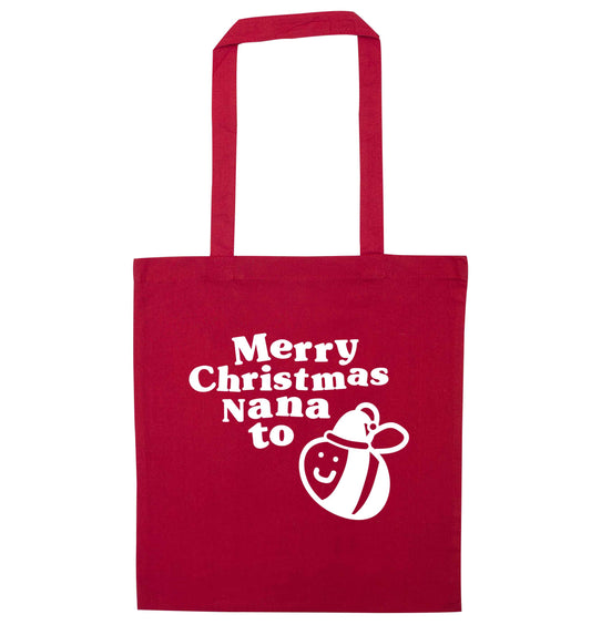 Merry Christmas nana to be red tote bag