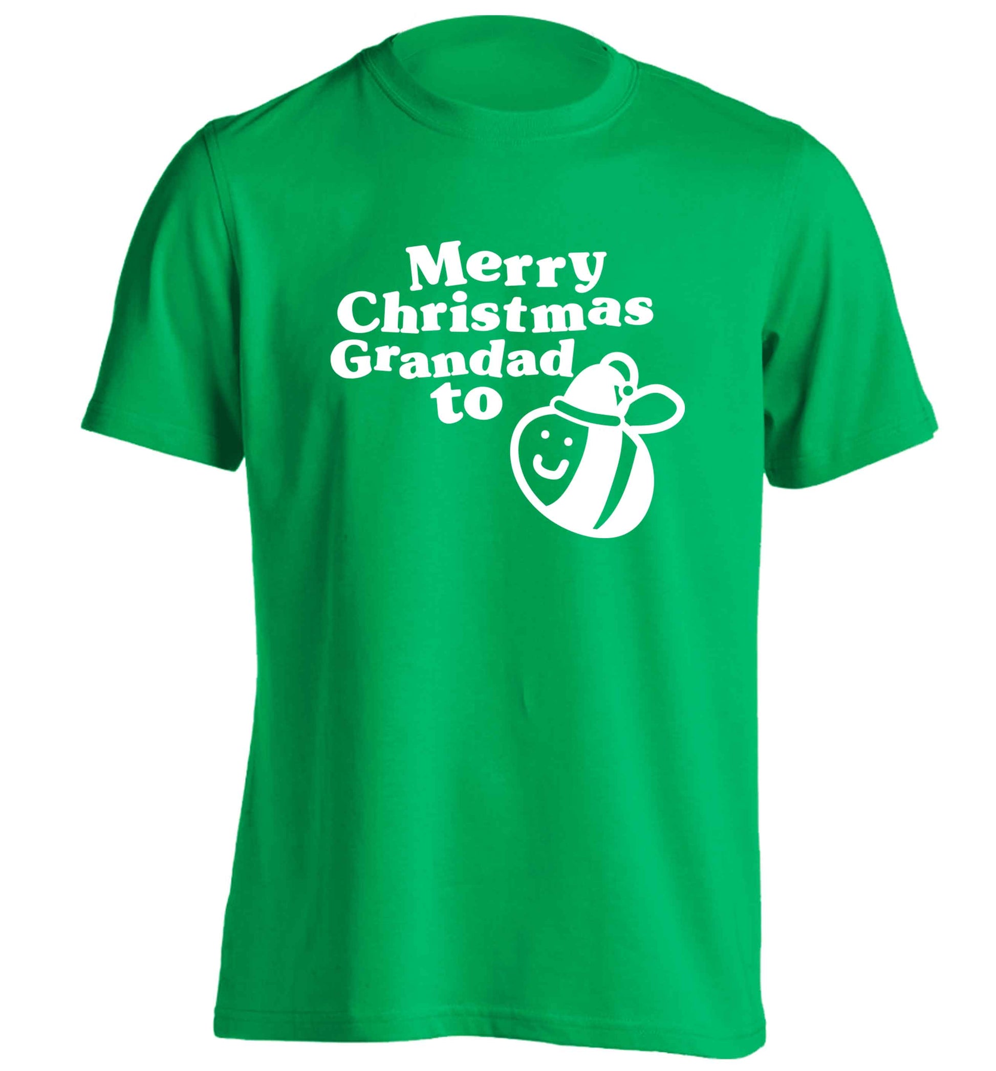 Merry Christmas grandad to be adults unisex green Tshirt 2XL