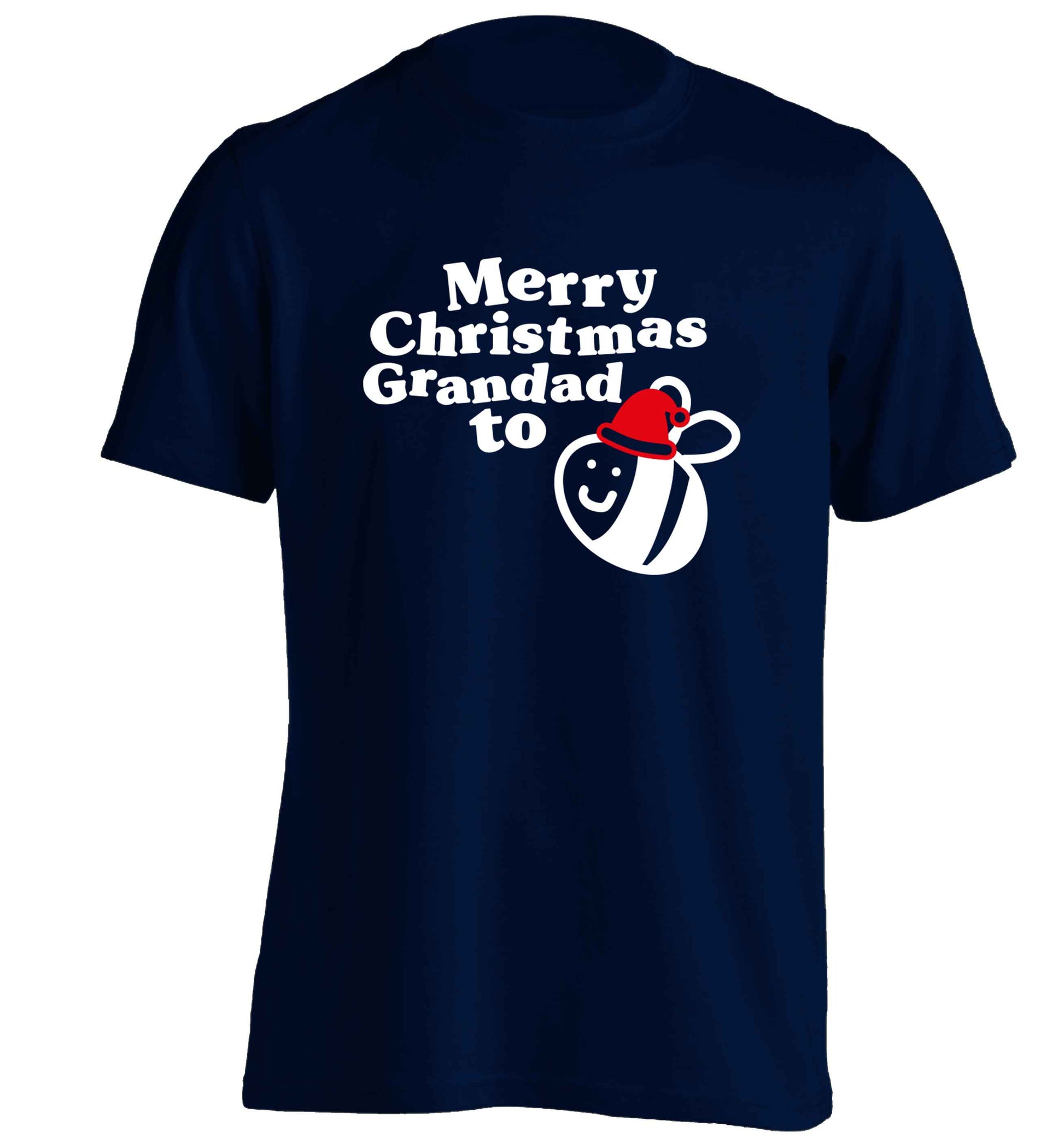 Merry Christmas grandad to be adults unisex navy Tshirt 2XL
