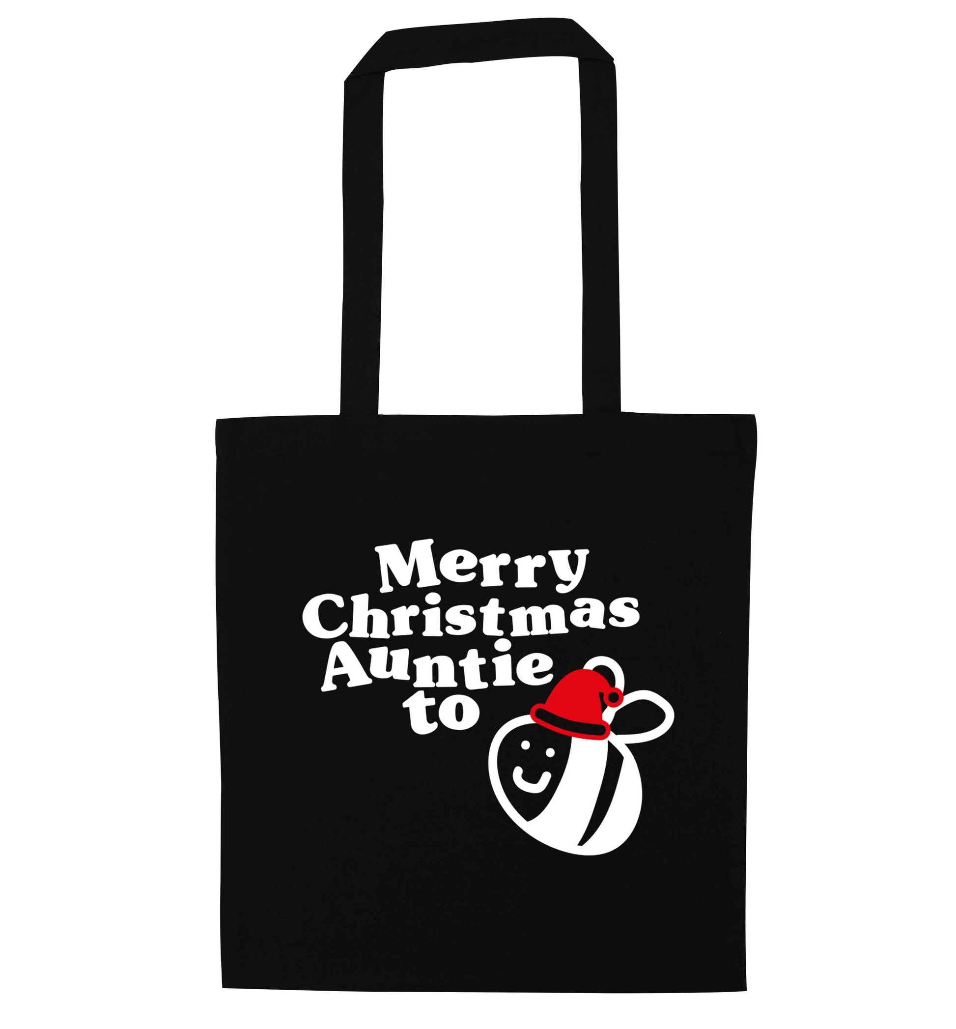 Merry Christmas auntie to be black tote bag