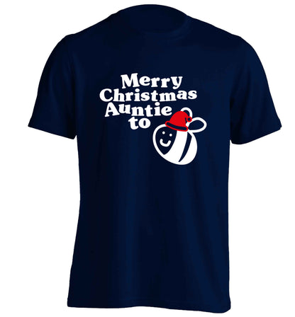 Merry Christmas auntie to be adults unisex navy Tshirt 2XL