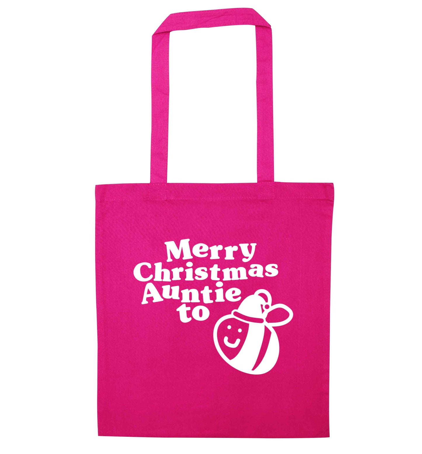 Merry Christmas auntie to be pink tote bag