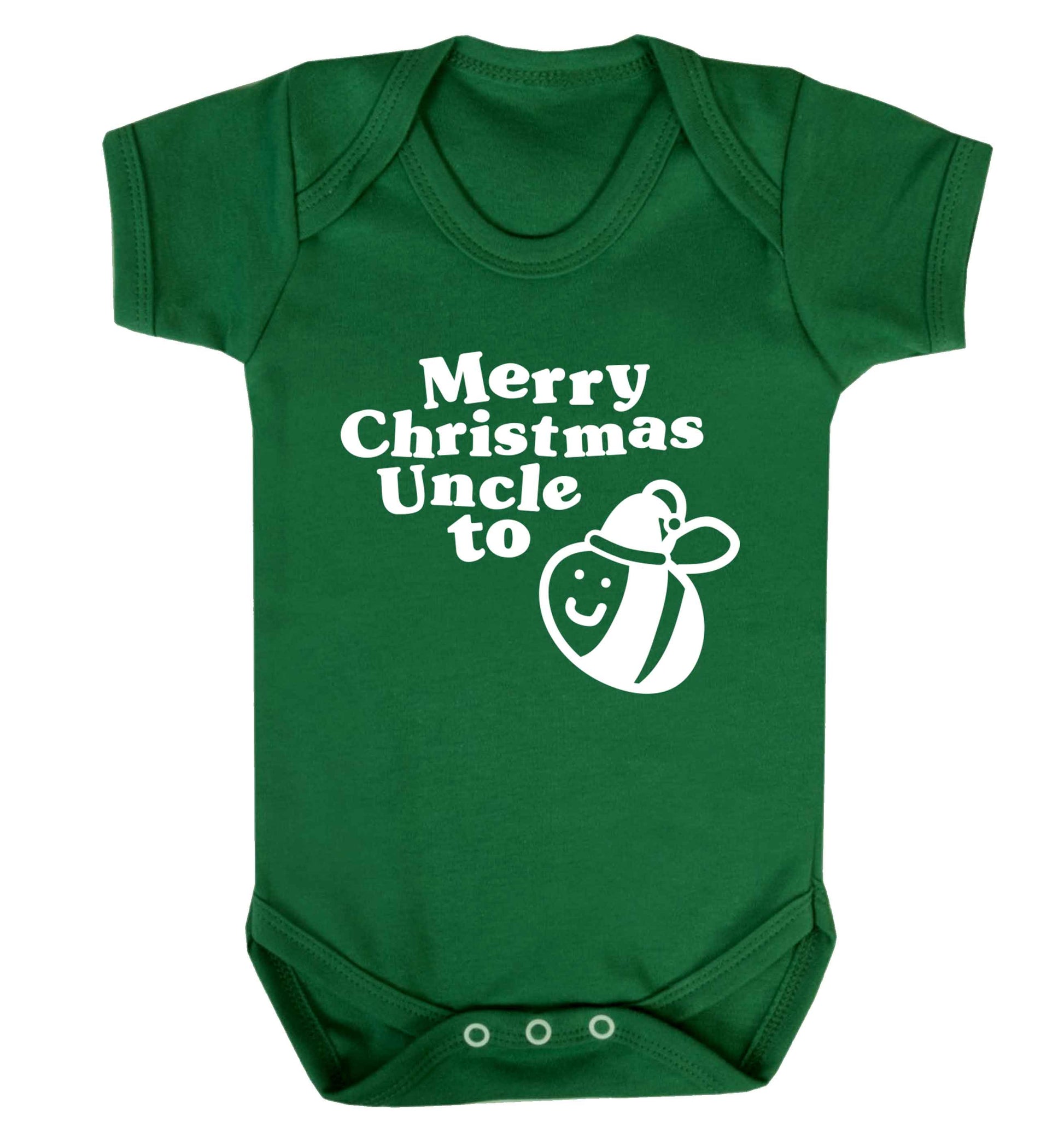 Merry Christmas uncle to be Baby Vest green 18-24 months