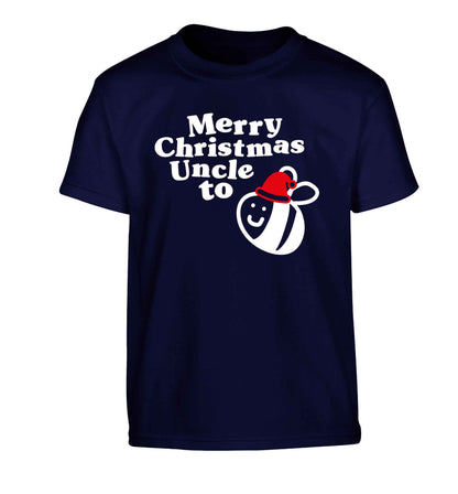 Merry Christmas uncle to be Children's navy Tshirt 12-13 Years