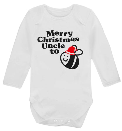 Merry Christmas uncle to be Baby Vest long sleeved white 6-12 months