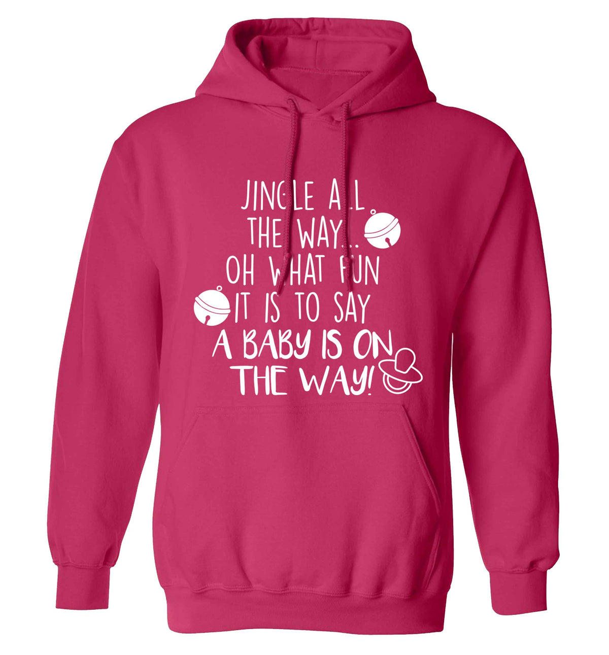 Oh what fun it is to say a baby is on the way! adults unisex pink hoodie 2XL