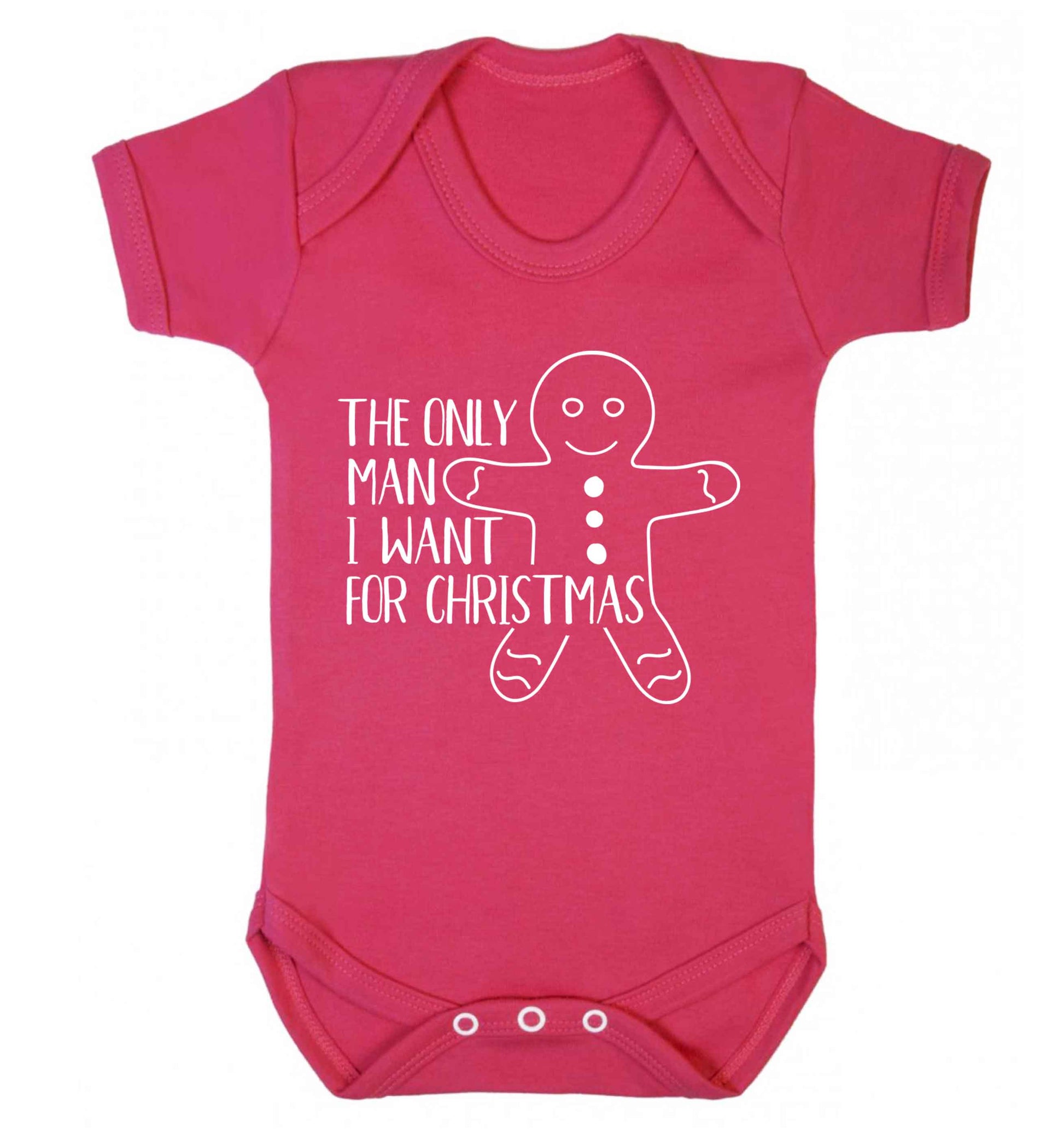 The only man I want for Christmas Baby Vest dark pink 18-24 months