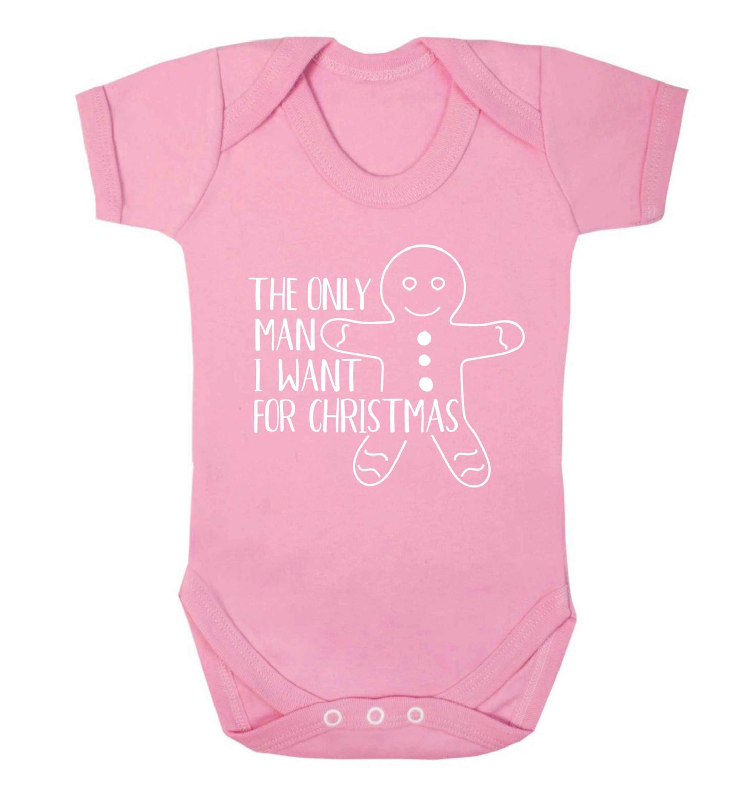 The only man I want for Christmas Baby Vest pale pink 18-24 months