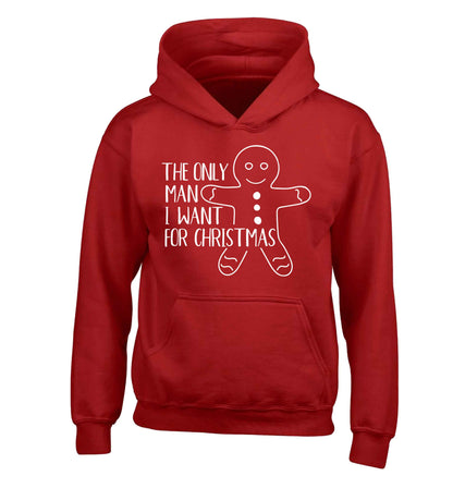 The only man I want for Christmas children's red hoodie 12-13 Years