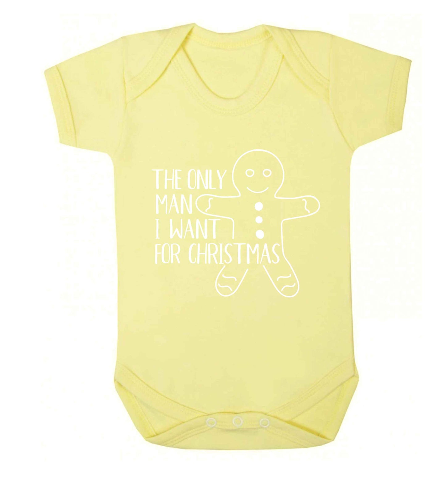 The only man I want for Christmas Baby Vest pale yellow 18-24 months