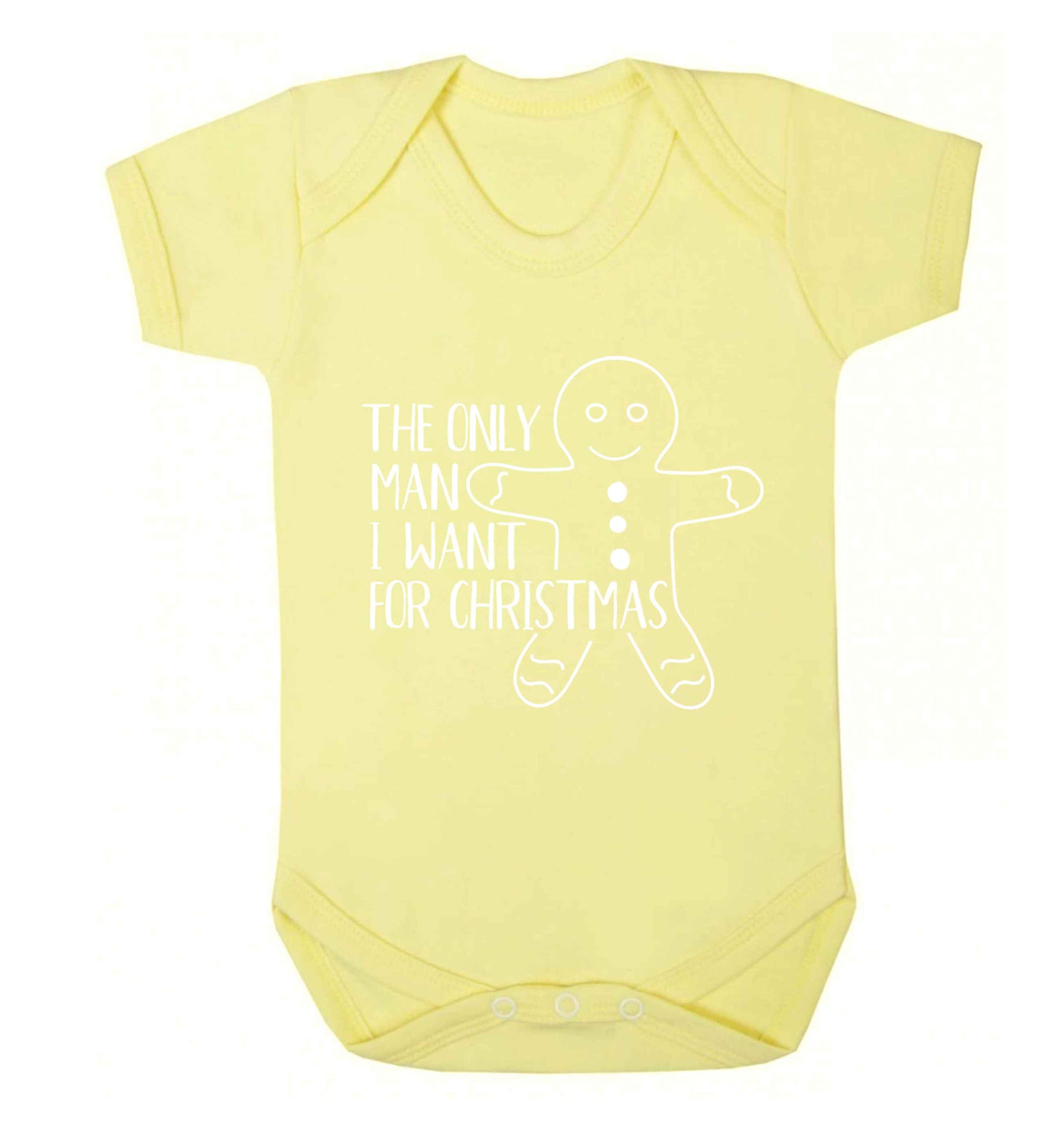 The only man I want for Christmas Baby Vest pale yellow 18-24 months