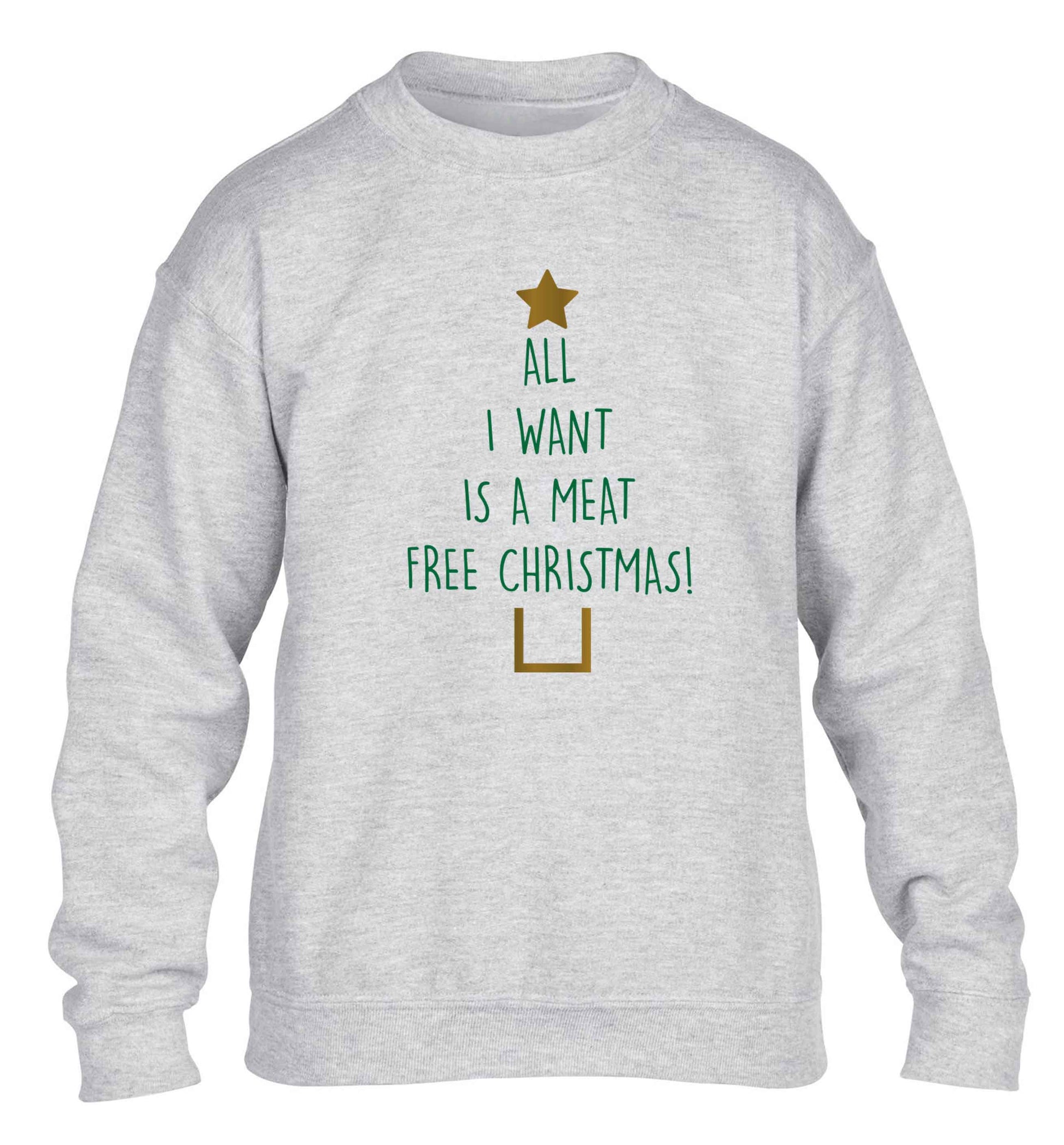 All I want is a meat free Christmas children's grey sweater 12-13 Years
