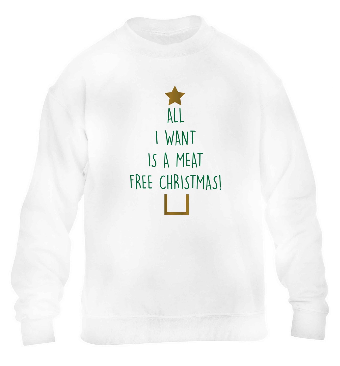All I want is a meat free Christmas children's white sweater 12-13 Years