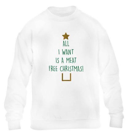All I want is a meat free Christmas children's white sweater 12-13 Years