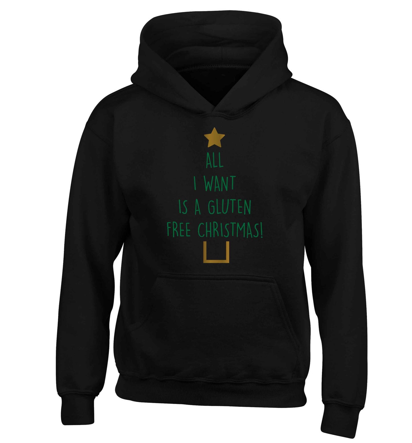 All I want is a gluten free Christmas children's black hoodie 12-13 Years