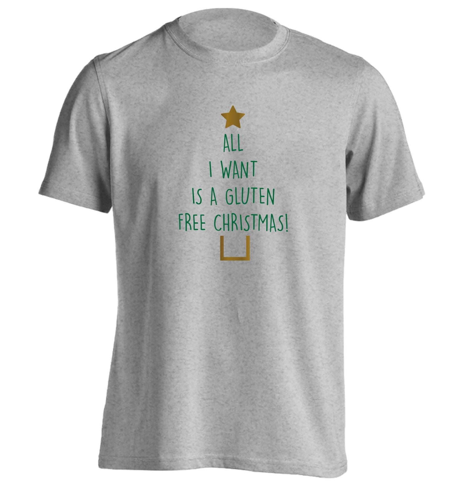 All I want is a gluten free Christmas adults unisex grey Tshirt 2XL