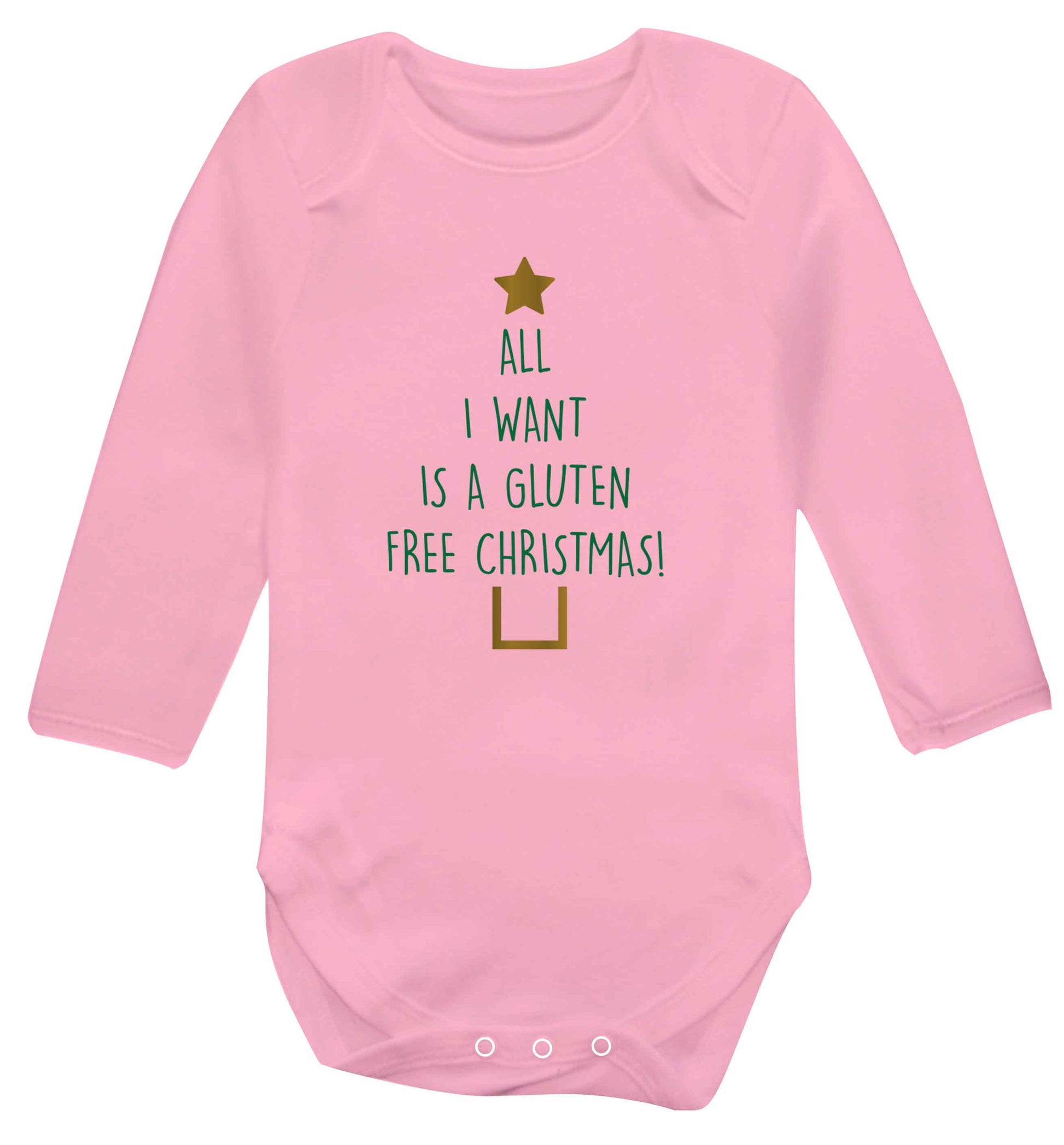All I want is a gluten free Christmas Baby Vest long sleeved pale pink 6-12 months