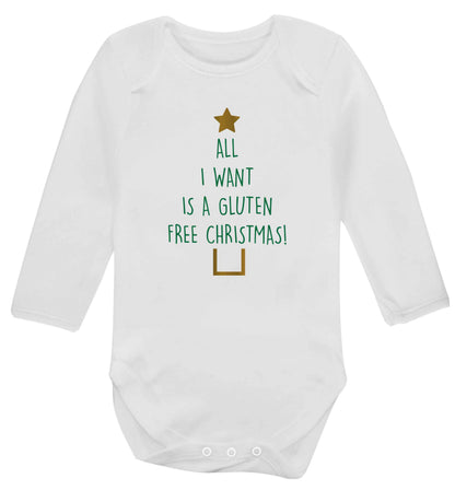 All I want is a gluten free Christmas Baby Vest long sleeved white 6-12 months