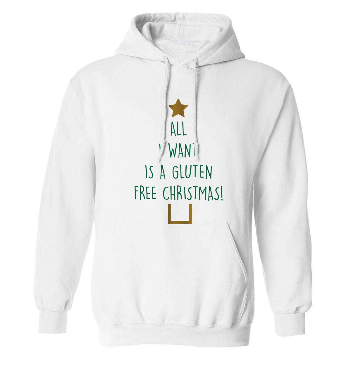 All I want is a gluten free Christmas adults unisex white hoodie 2XL