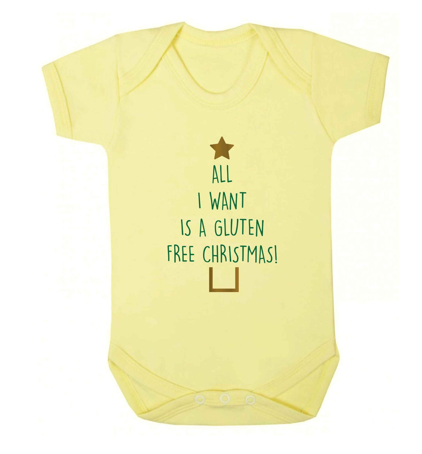 All I want is a gluten free Christmas Baby Vest pale yellow 18-24 months
