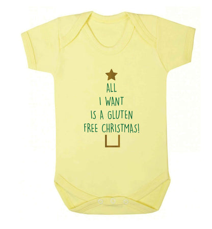 All I want is a gluten free Christmas Baby Vest pale yellow 18-24 months