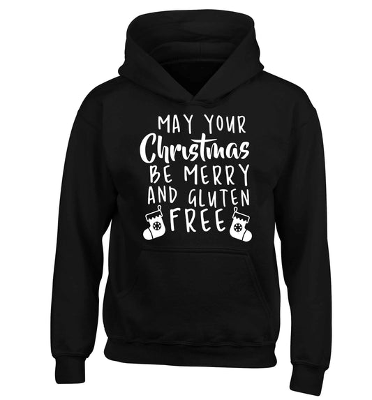 May your Christmas be merry and gluten free children's black hoodie 12-13 Years