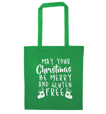 May your Christmas be merry and gluten free green tote bag