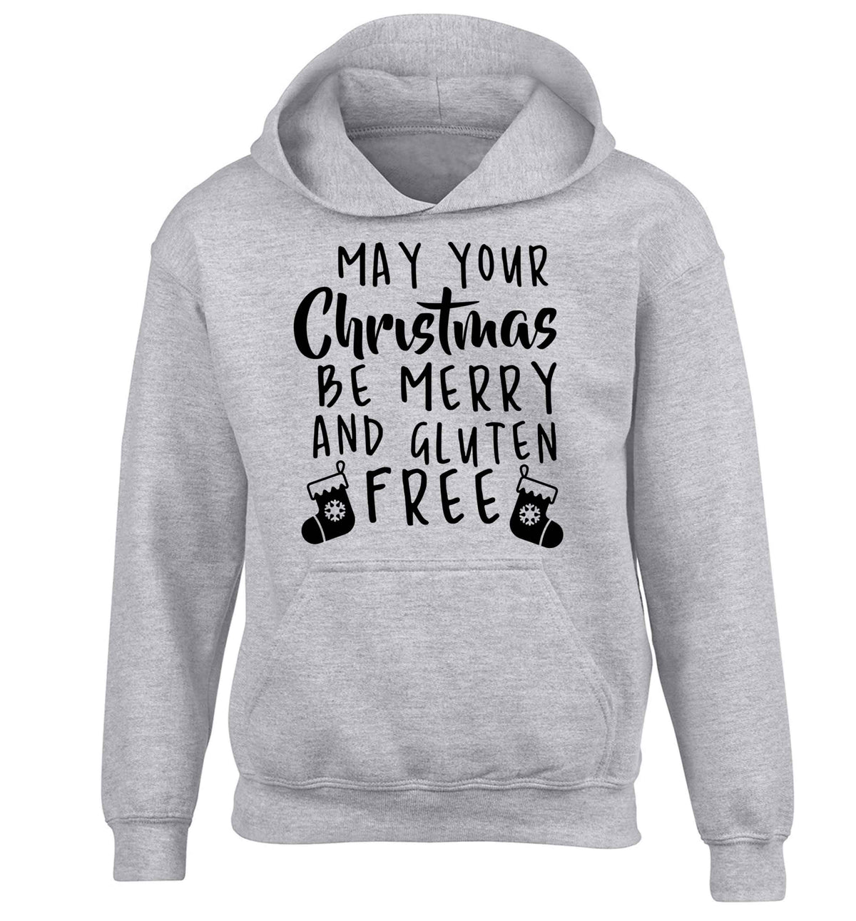 May your Christmas be merry and gluten free children's grey hoodie 12-13 Years