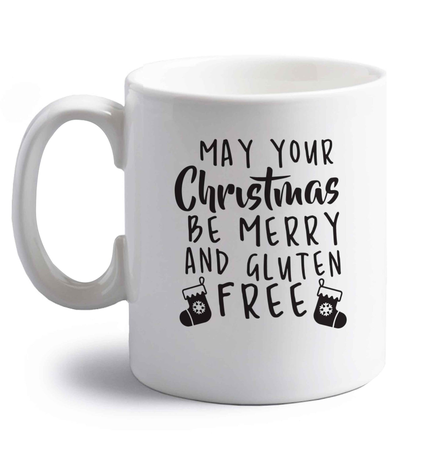 May your Christmas be merry and gluten free right handed white ceramic mug 