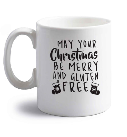 May your Christmas be merry and gluten free right handed white ceramic mug 