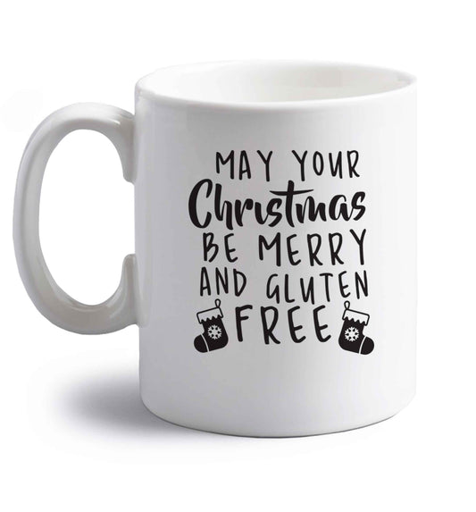May your Christmas be merry and gluten free right handed white ceramic mug 