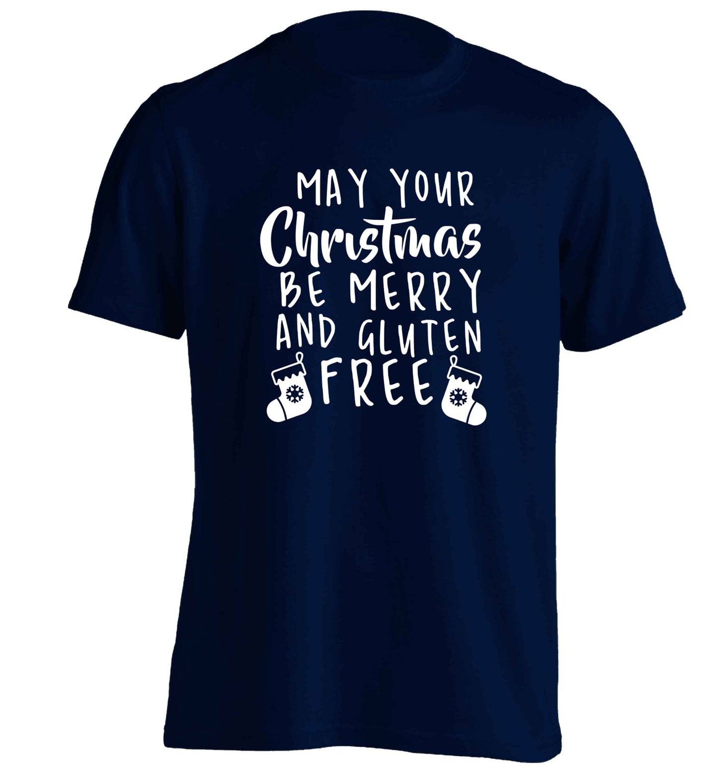 May your Christmas be merry and gluten free adults unisex navy Tshirt 2XL