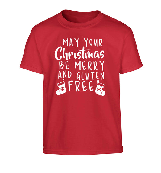 May your Christmas be merry and gluten free Children's red Tshirt 12-13 Years
