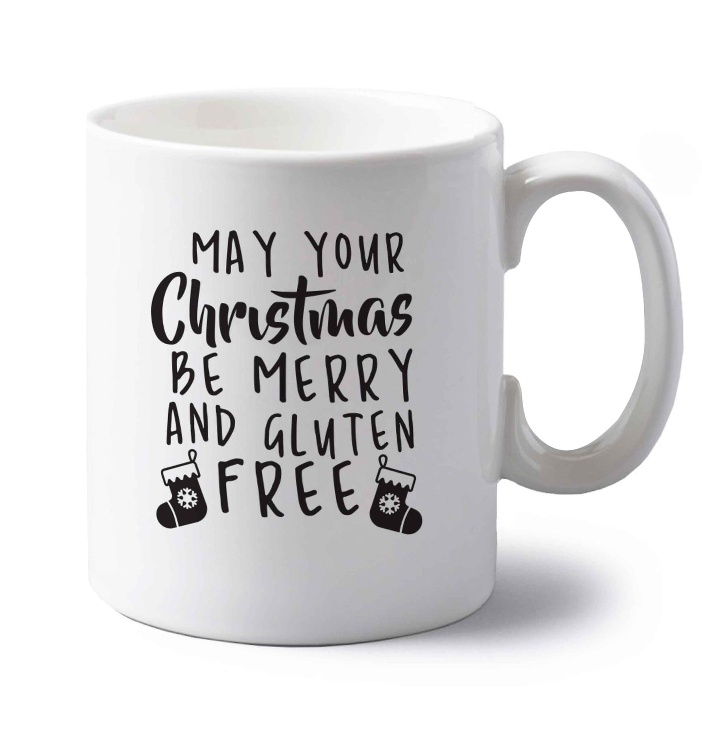 May your Christmas be merry and gluten free left handed white ceramic mug 