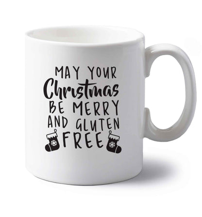 May your Christmas be merry and gluten free left handed white ceramic mug 