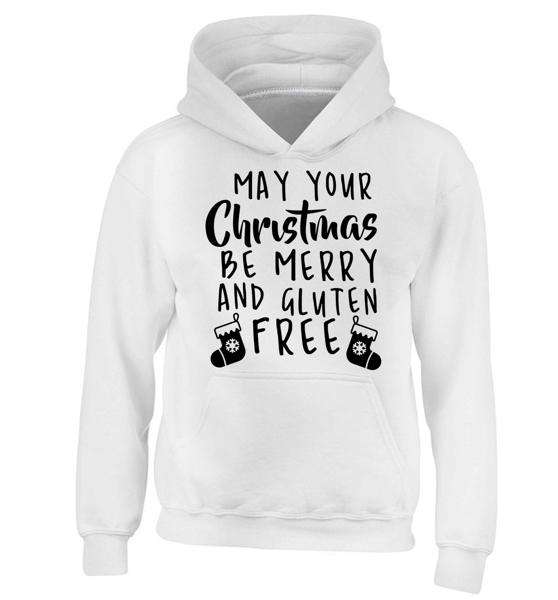 May your Christmas be merry and gluten free children's white hoodie 12-13 Years