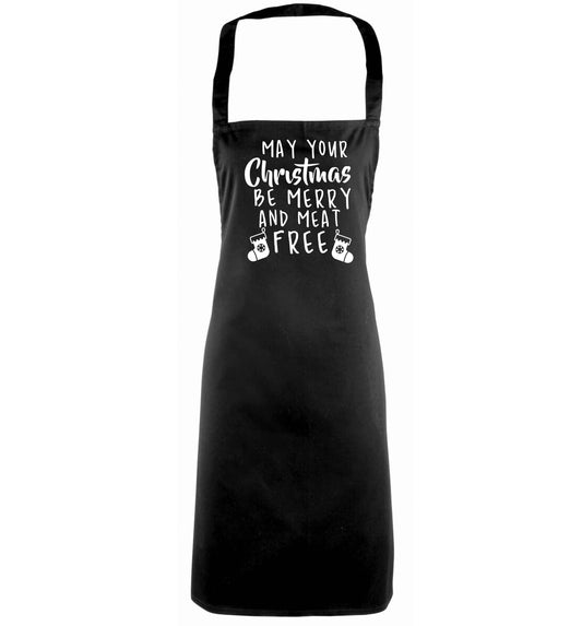 May your Christmas be merry and meat free black apron
