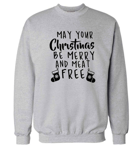 May your Christmas be merry and meat free Adult's unisex grey Sweater 2XL