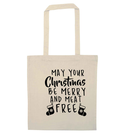 May your Christmas be merry and meat free natural tote bag