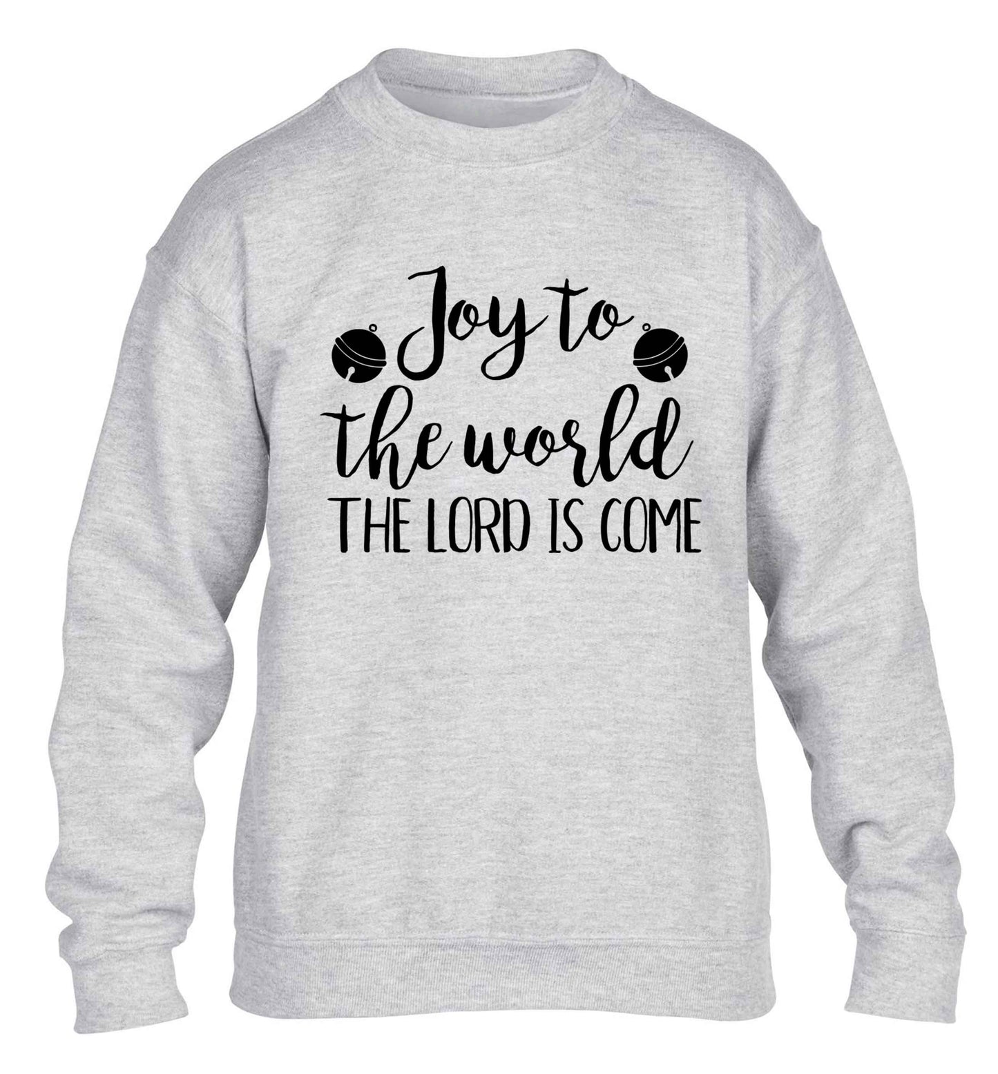 Joy to the world the Lord is come children's grey sweater 12-13 Years