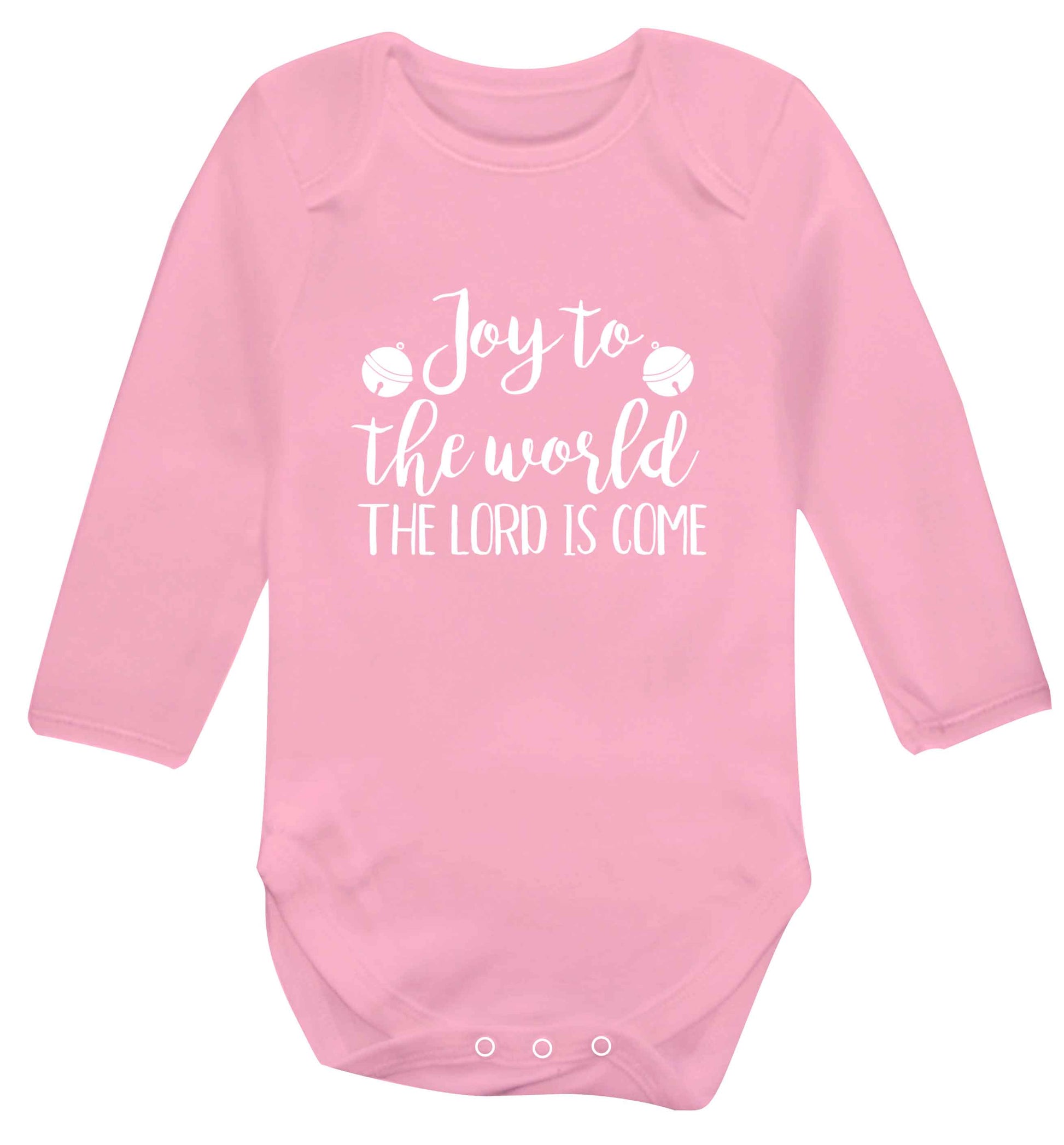 Joy to the World Lord baby vest long sleeved pale pink 6-12 months