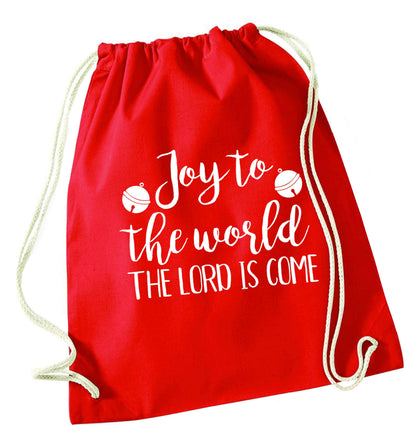 Joy to the World Lord red drawstring bag 
