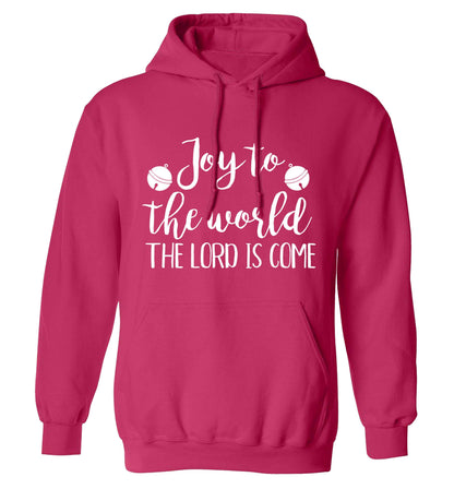 Joy to the world the Lord is come adults unisex pink hoodie 2XL