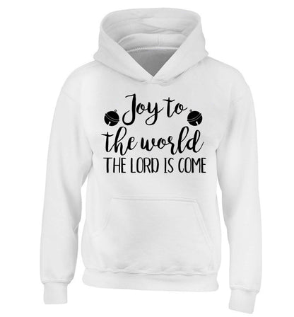 Joy to the world the Lord is come children's white hoodie 12-13 Years
